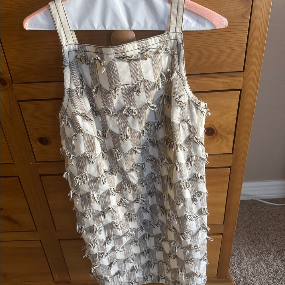 Anthropologie Beige and White Textured Dress